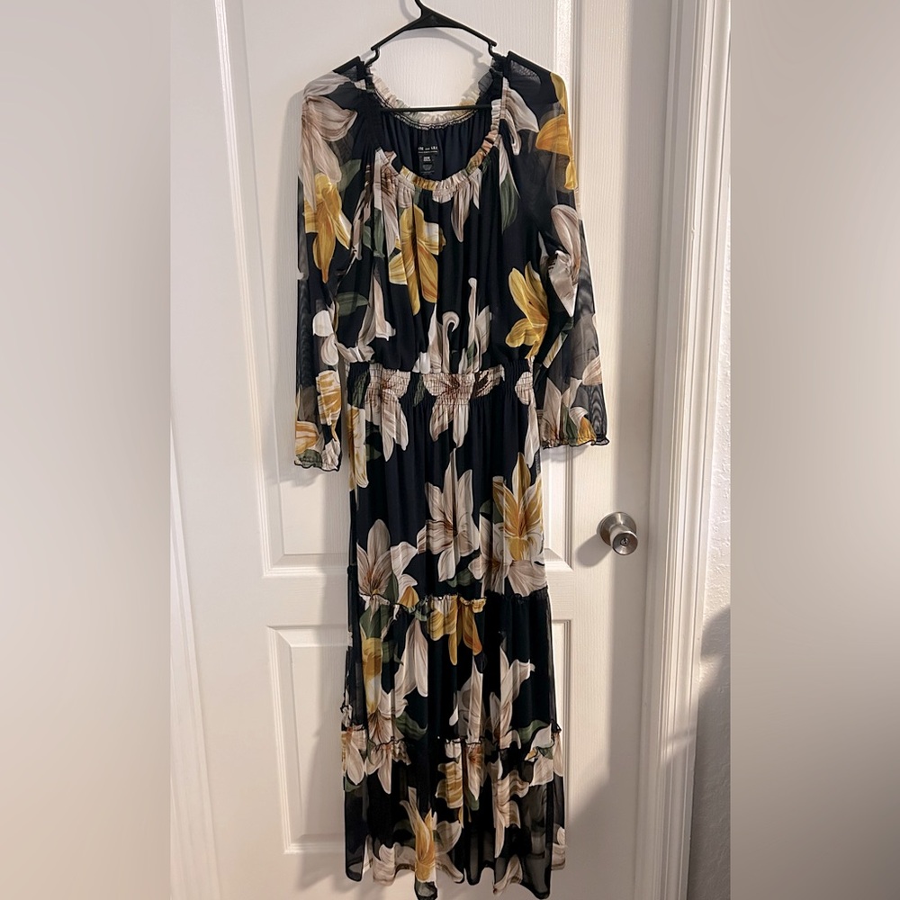 Kate and lily | dress maxi off shoulder floral ruffle lightweight